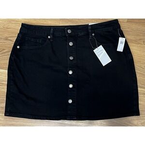Old Navy High-Waisted OG Straight Button-Fly black mini jean skirt Size 14